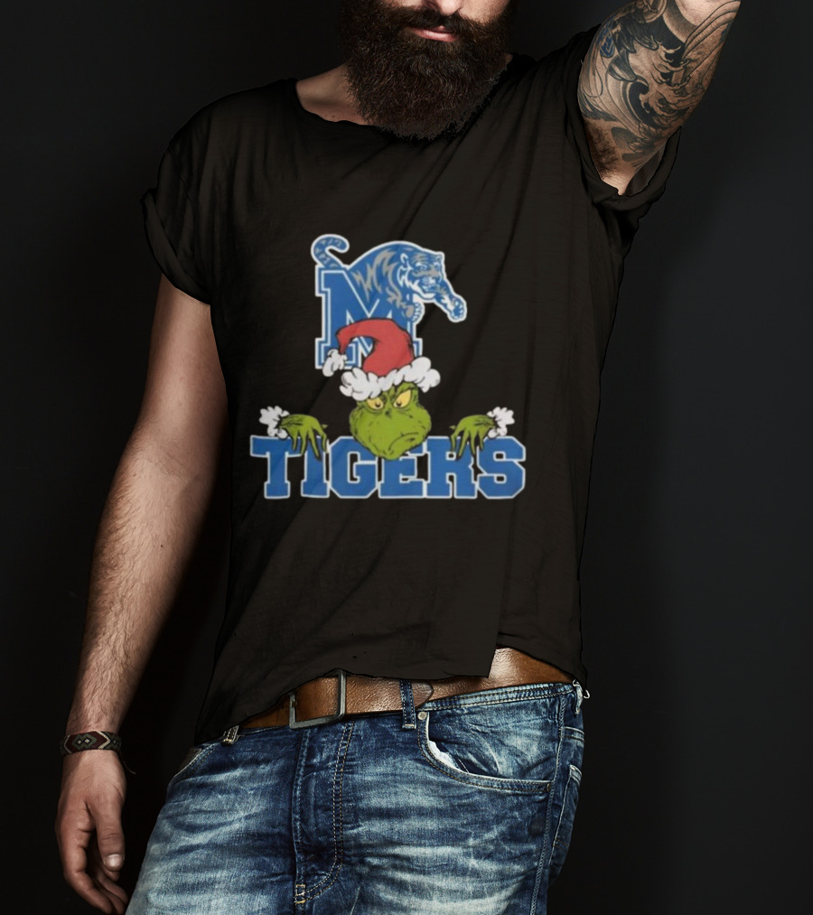 Memphis Tigers Grinch Christmas Football NCAA T-Shirt