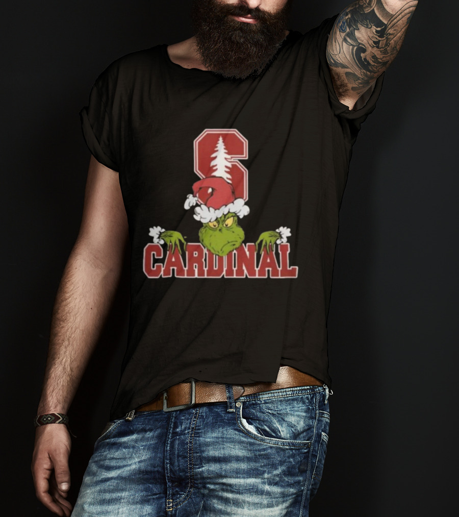 NCAA Stanford Cardinal Grinch Christmas Football T-Shirt