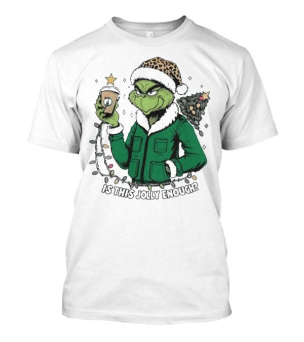 Boston Celtics X Santa Grinch Is This Jolly Enough Merry Christmas Coffee Lights Tree T-Shirt