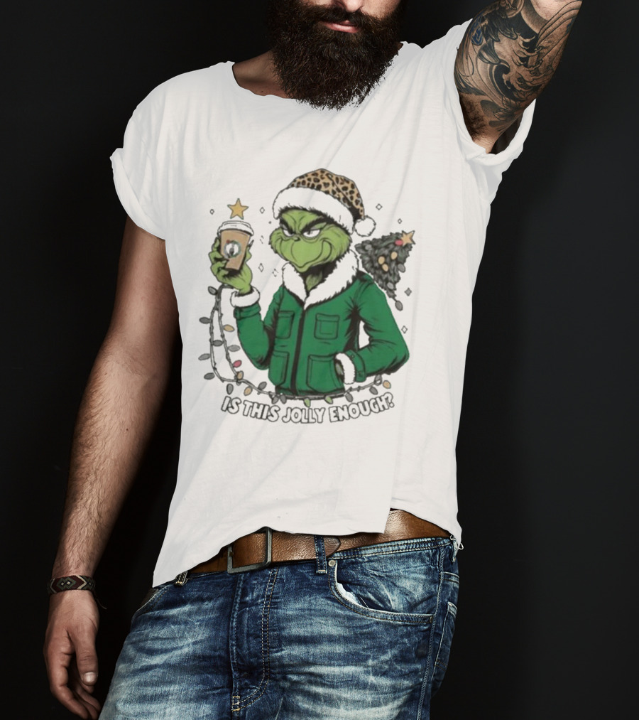 Boston Celtics X Santa Grinch Is This Jolly Enough Merry Christmas Coffee Lights Tree T-Shirt