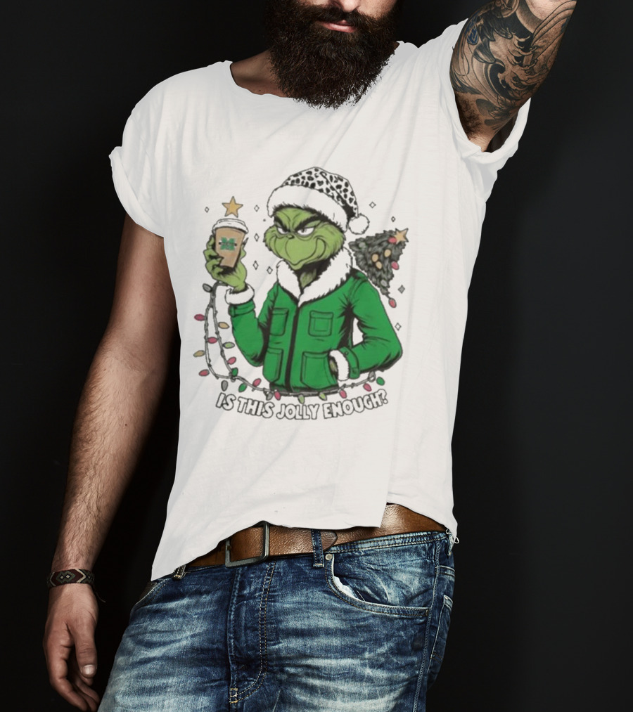 Marshall Thundering Herd Santa Grinch Is This Jolly Enough Merry Christmas T-Shirt