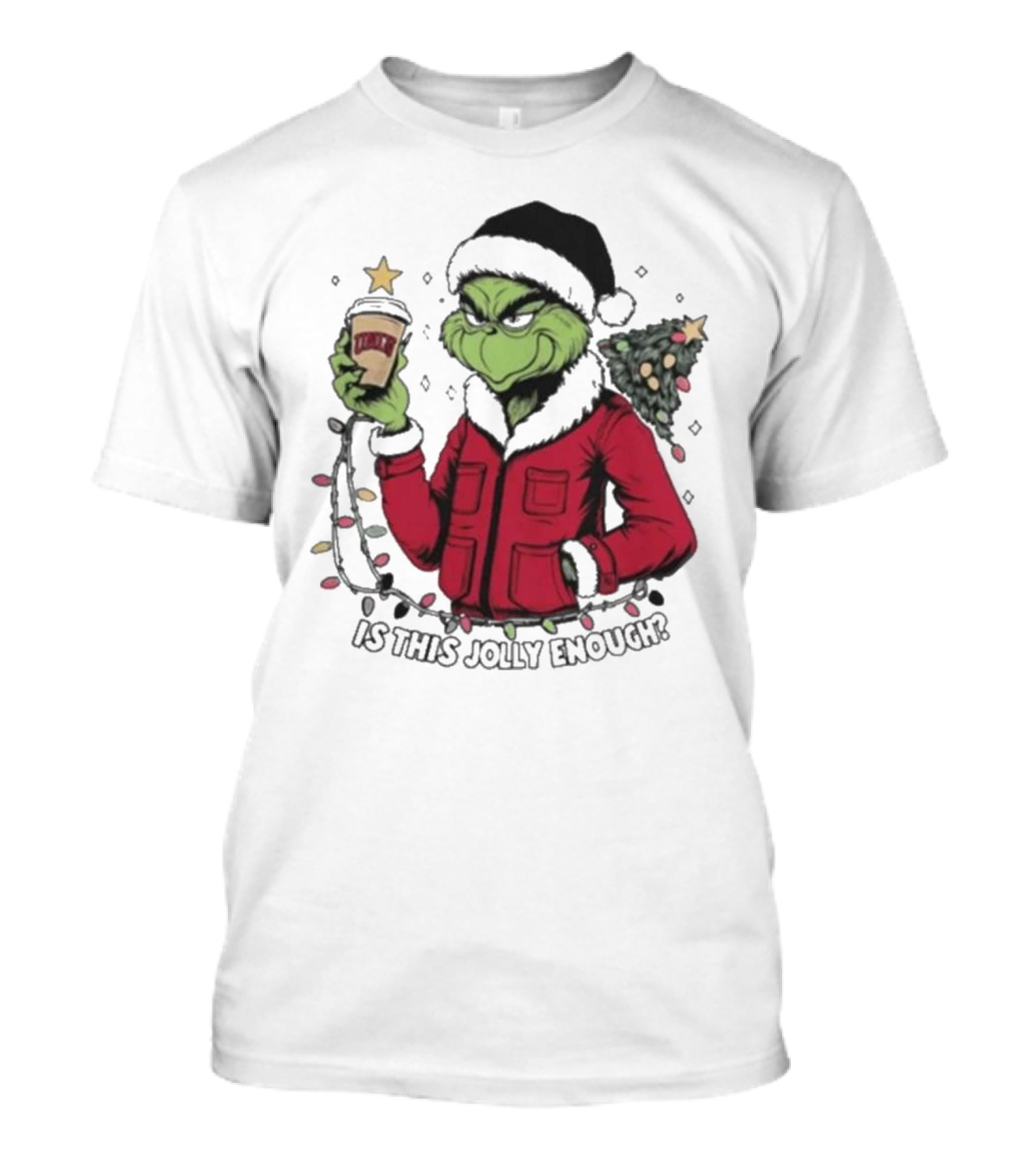UNLV Rebels Grinch Is This Jolly Enough Merry Christmas Coffee Lights Tree T-Shirt