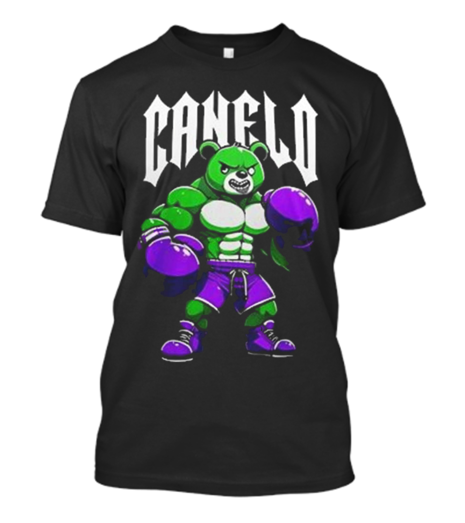 Canelo Boxing Bear In Green And Purple Gear T-Shirt