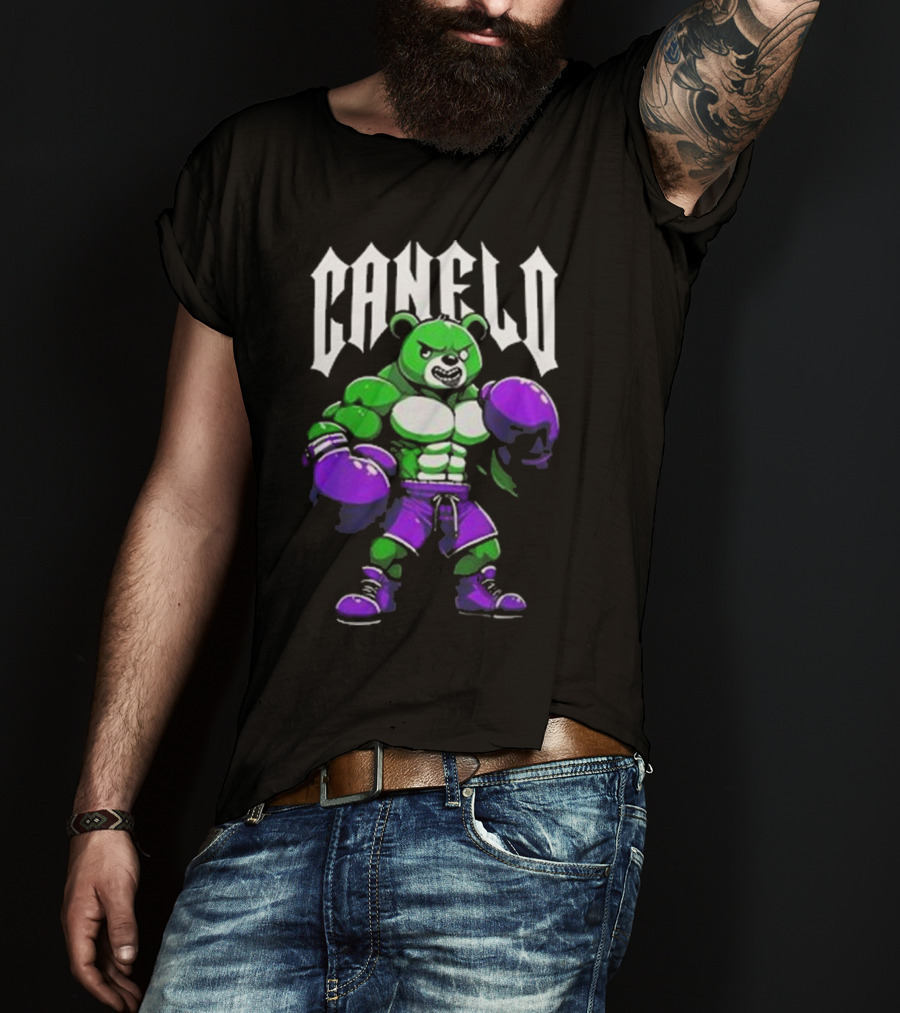 Canelo Boxing Bear In Green And Purple Gear T-Shirt