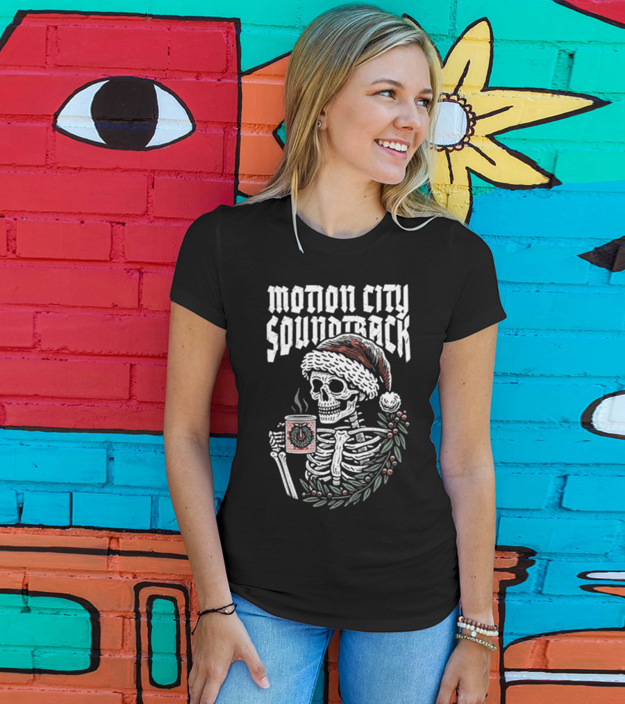 Motion City Soundtrack Skeleton Santa Hat Hot Cocoa Christmas T-Shirt