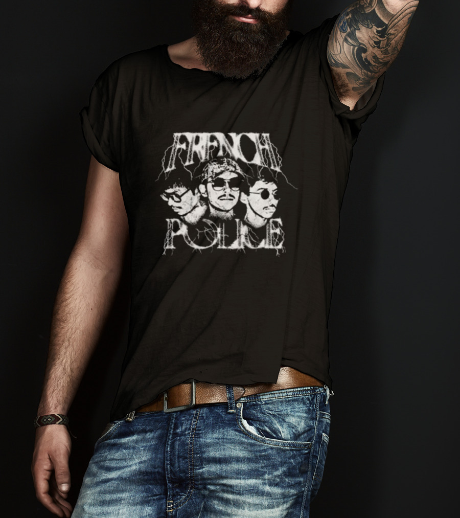 French Police 90s Style Band Photo T-Shirt