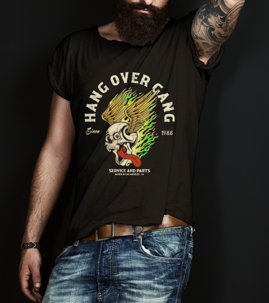Hangover Gang Since 1988 Skull Wings Service And Parts Los Angeles CA T-Shirt