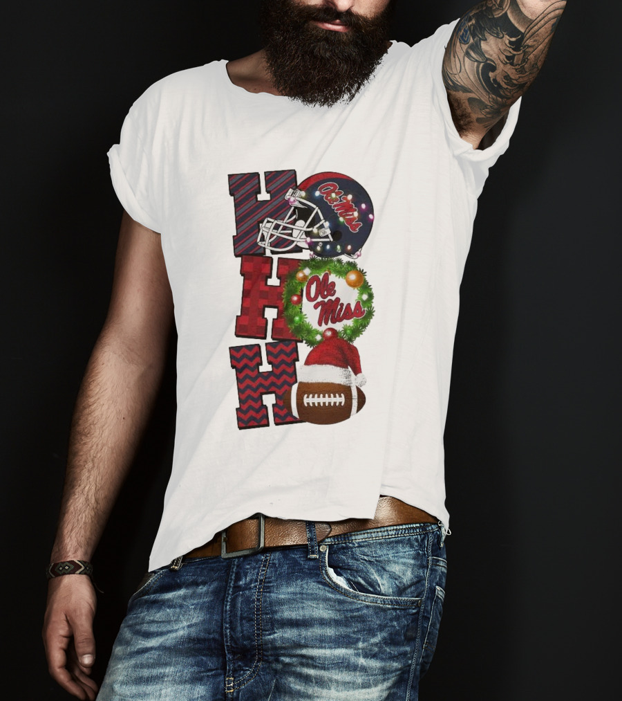 Ole Miss Rebels Ho Ho Ho Christmas Football Helmet Game Day T-Shirt