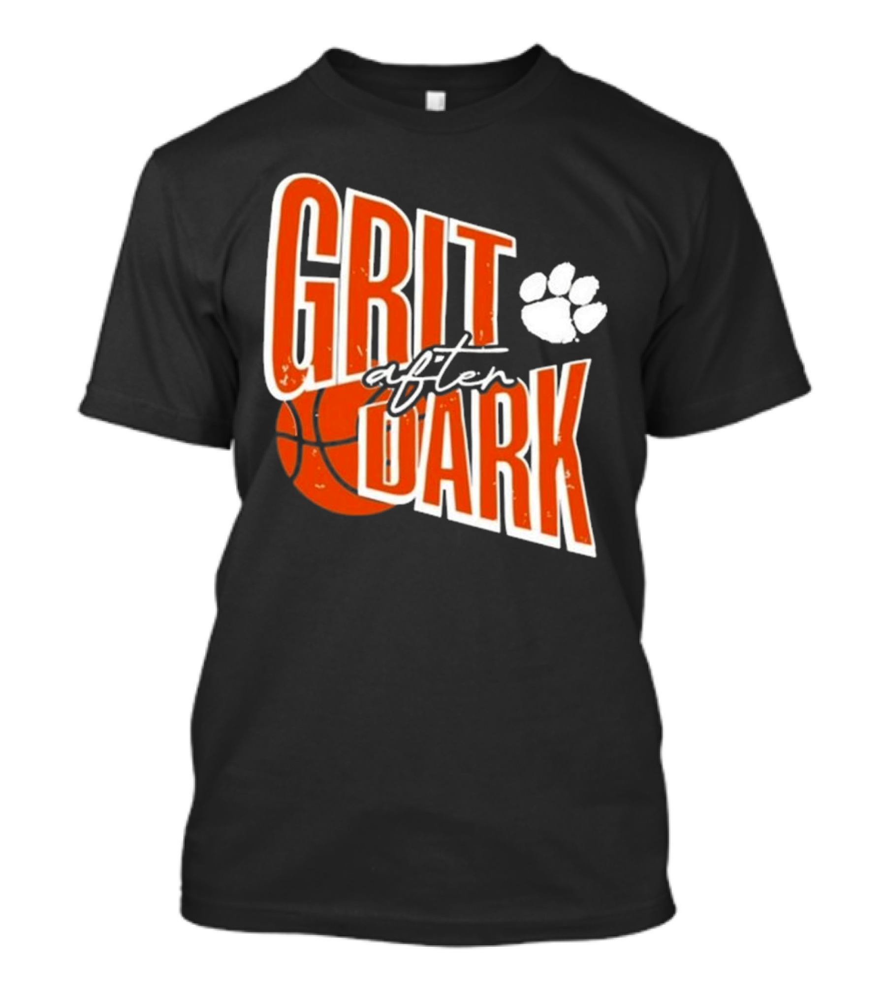 Clemson Grit After Dark Basketball And Paw Prints T-Shirt