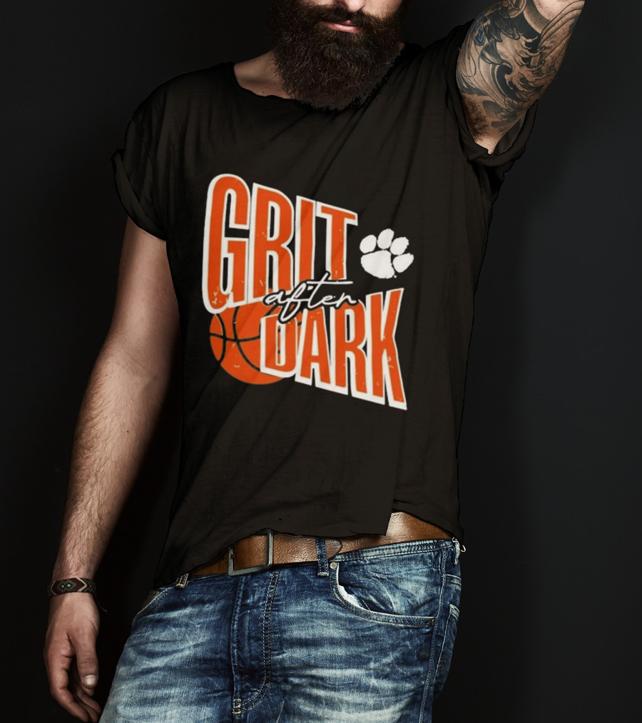 Clemson Grit After Dark Basketball And Paw Prints T-Shirt