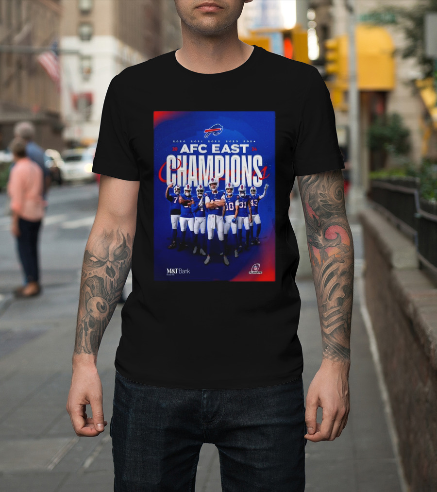 Buffalo Bills 2024 AFC East Champions with 5 Straight Division Wins T-Shirt