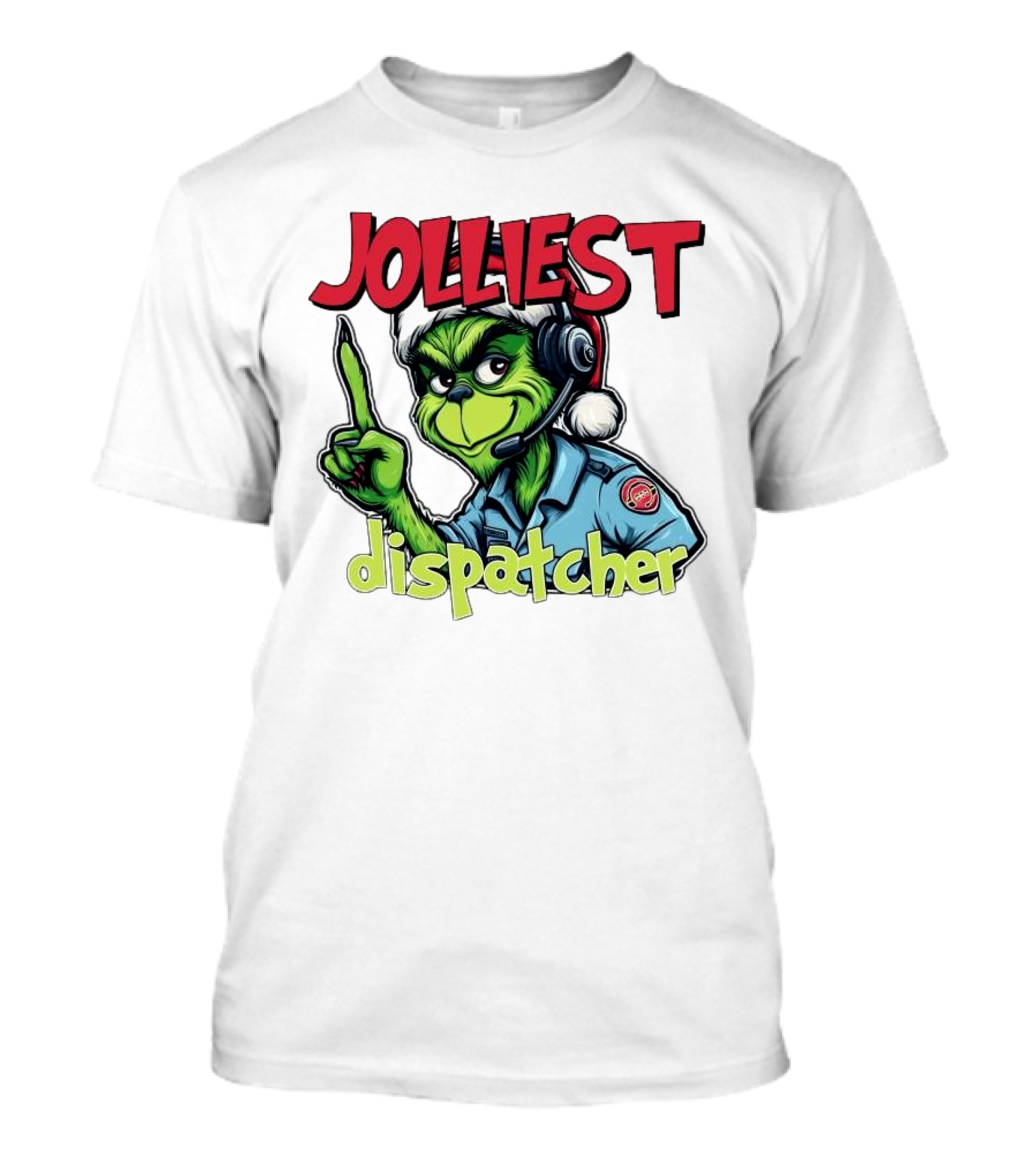 The Grinch Jolliest Dispatcher Christmas Holiday Fun T-Shirt