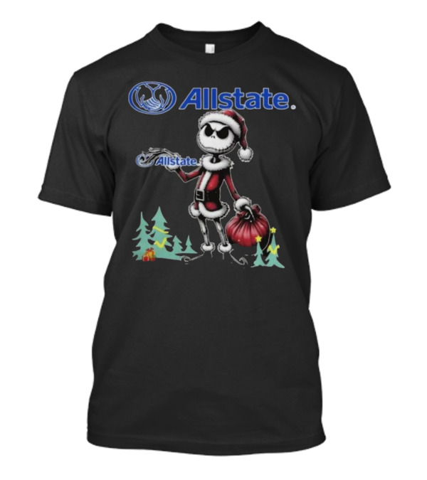 Santa Jack Skellington Allstate Merry Christmas T-Shirt