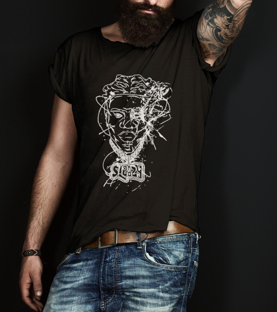 Sleazyworld Go Sleazy Necklace Portrait Sketch T-Shirt