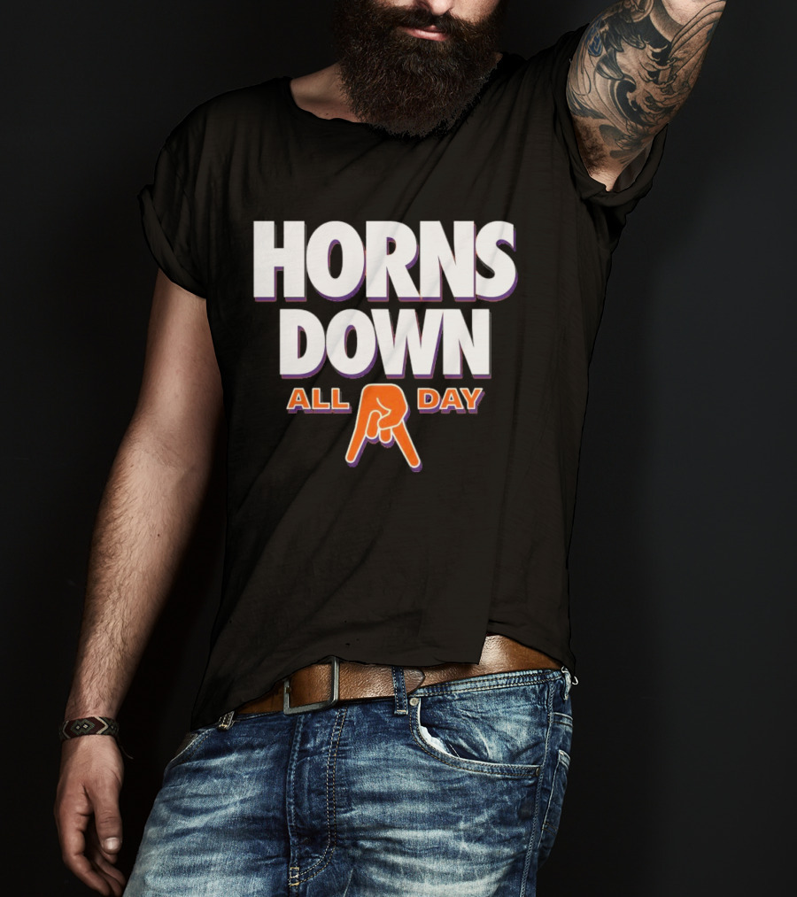 Horns Down All Day Clemson Tiger College Rival Humor T-Shirt