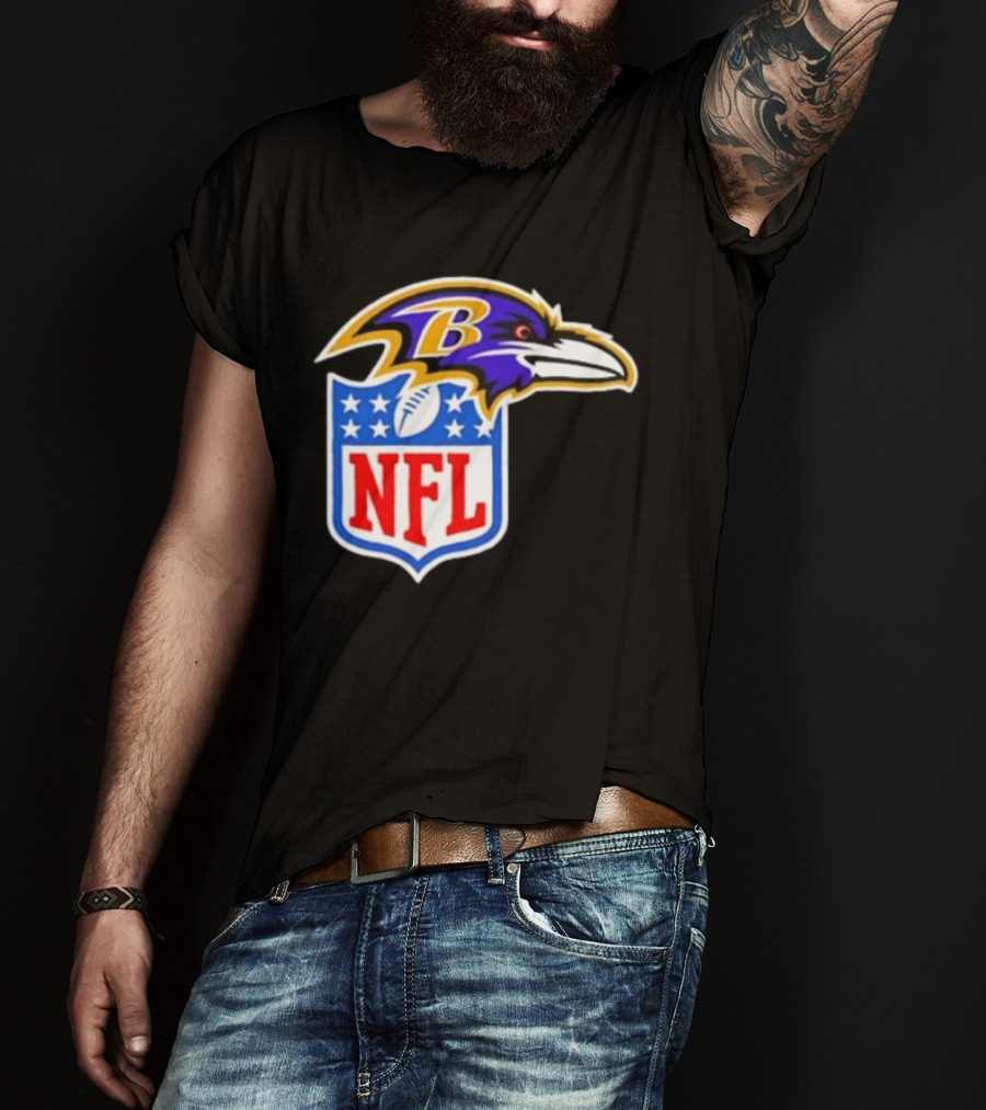 Baltimore Ravens NFL Shield Emblem Ravens Head T-Shirt