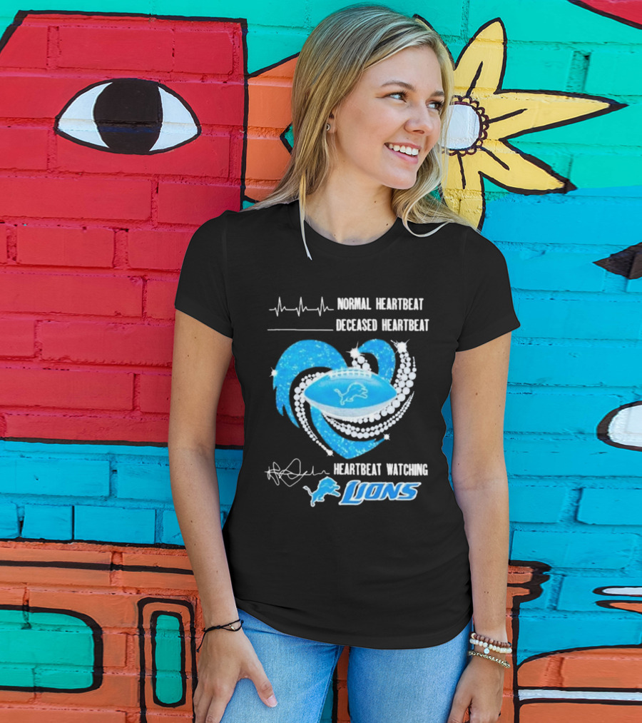 Normal Heartbeat Deceased Heartbeat Heartbeat Watching Detroit Lions T-Shirt