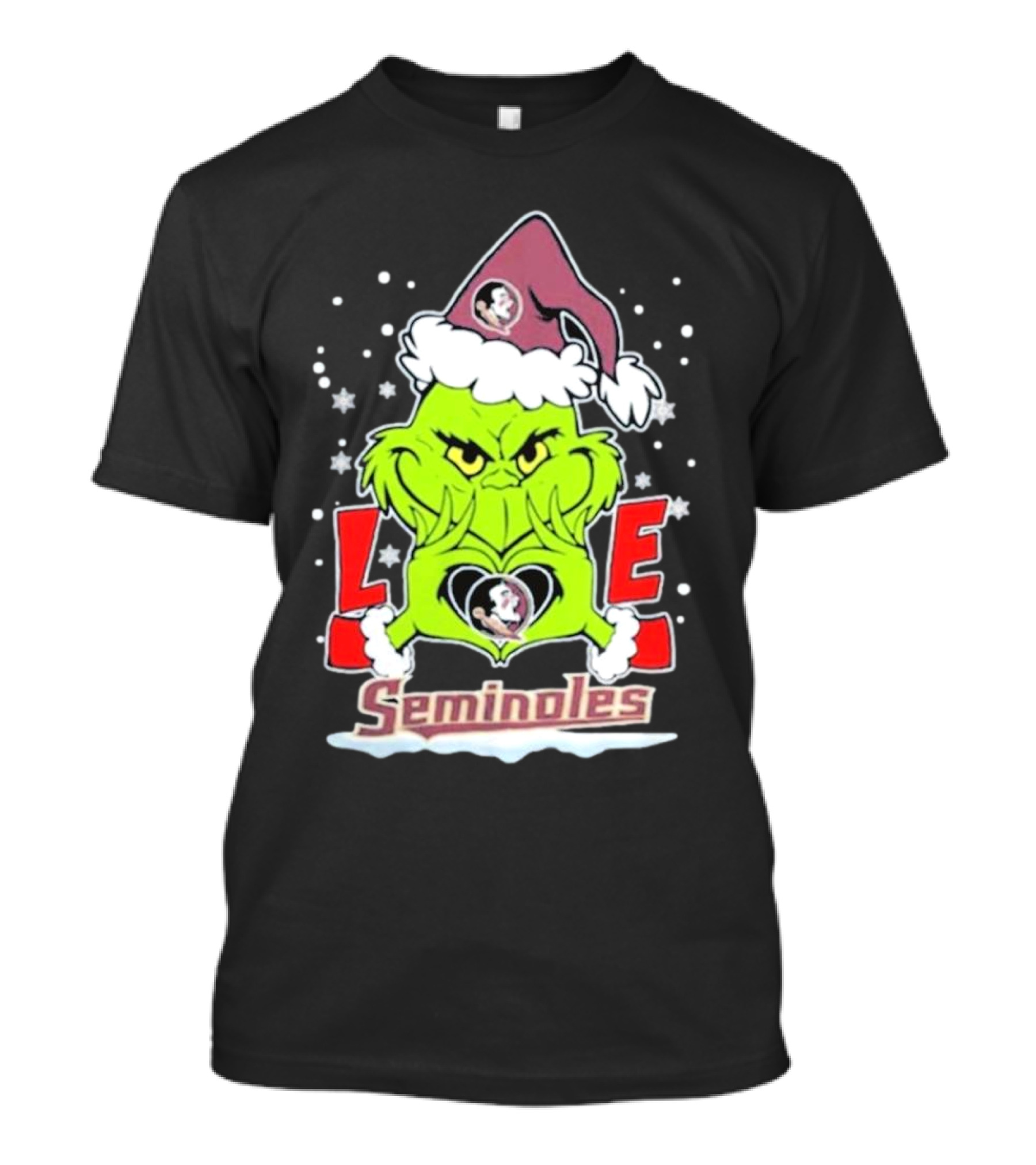 Grinch Love Florida State Seminoles Christmas Football T-Shirt