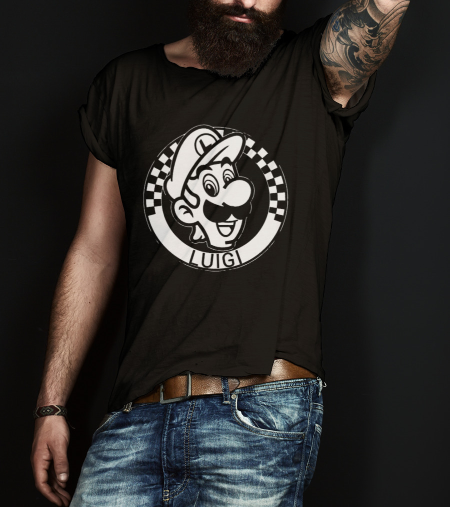 Luigi Super Mario Checkerboard Circle T-Shirt
