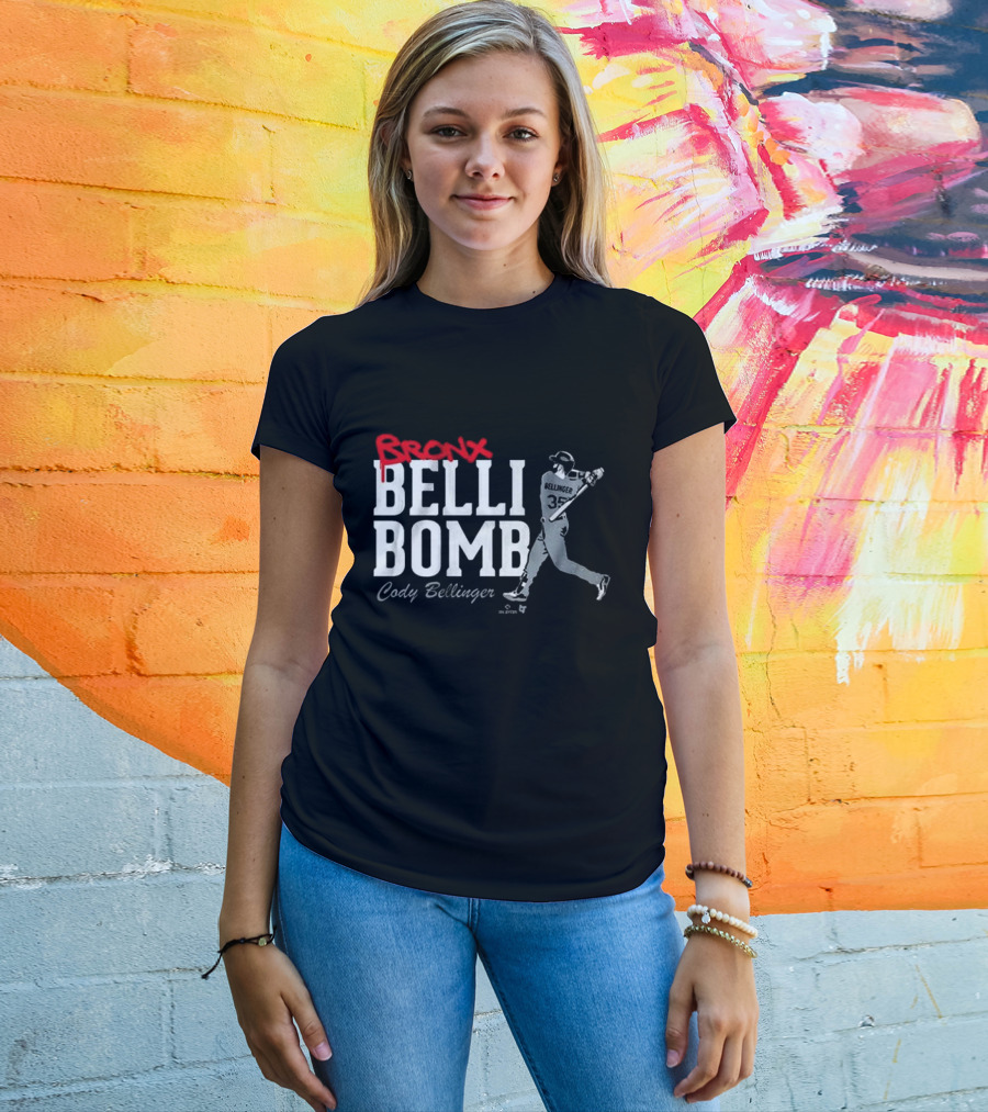 Bronx Belli Bomb Cody Bellinger 35 Swing Baseball T-Shirt