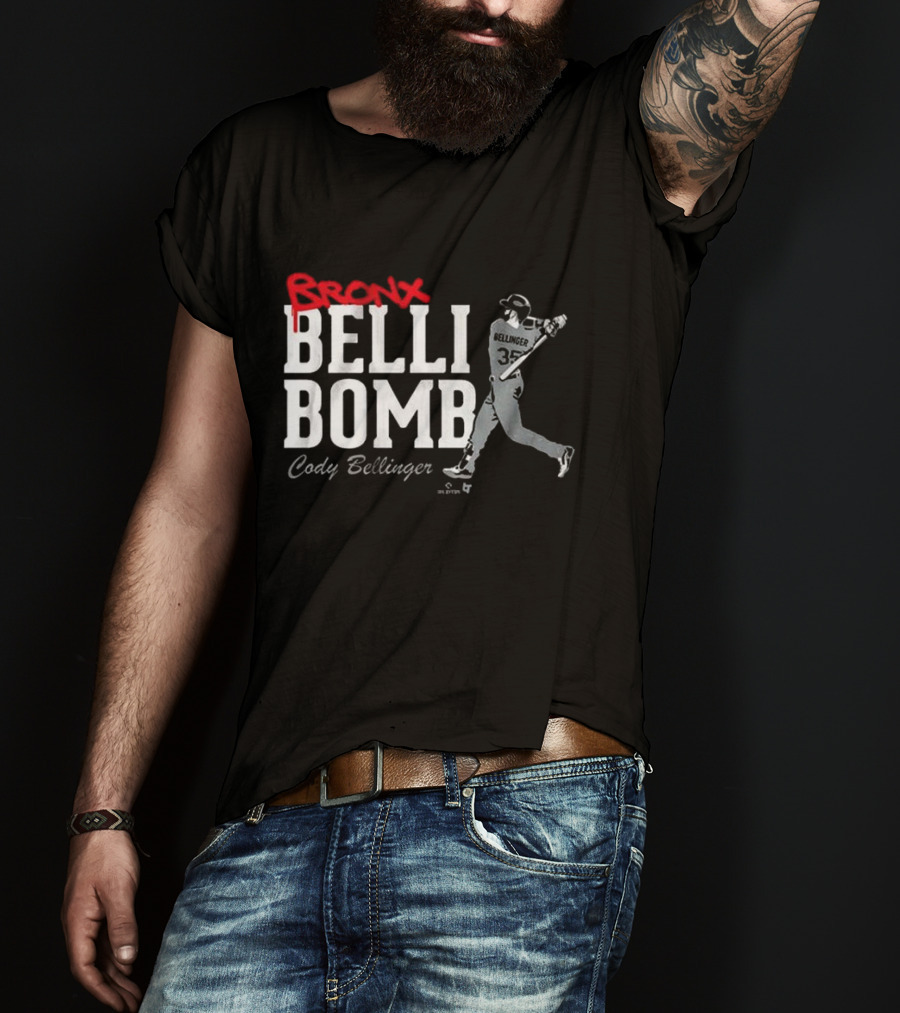 Bronx Belli Bomb Cody Bellinger 35 Swing Baseball T-Shirt