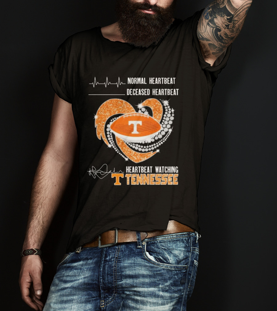 Normal Heartbeat Deceased Heartbeat Heartbeat Watching Tennessee Volunteers Football Diamond Heart T-Shirt