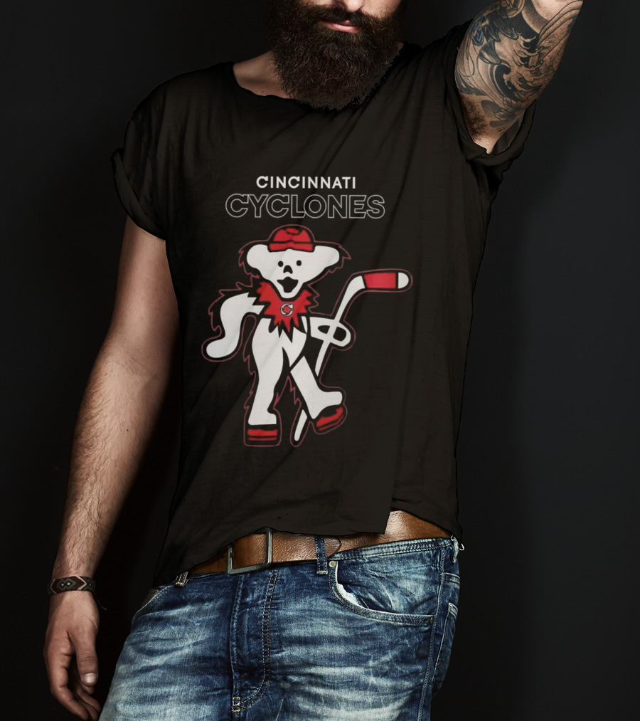 Cincinnati Cyclones Hockey With Grateful Dead Style Bear 2025 T-Shirt