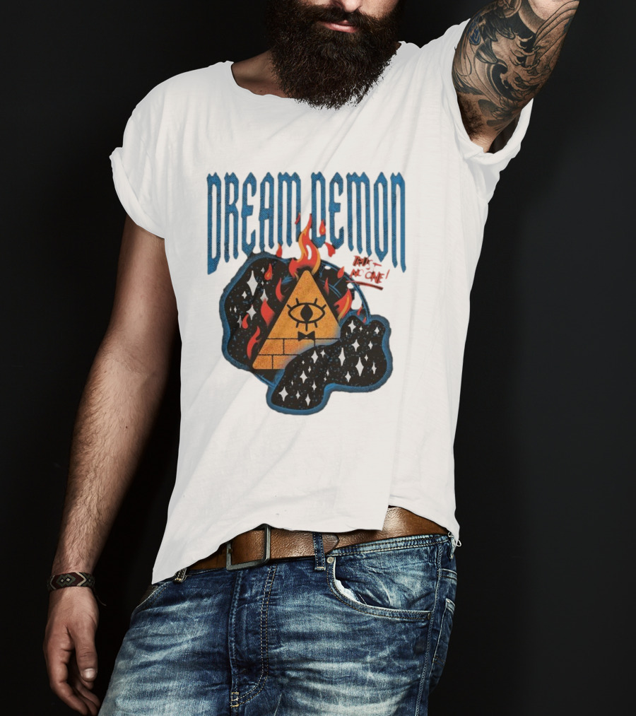 Dream Demon Trust No One Fiery Illuminati Eye Pyramid In Stars T-Shirt