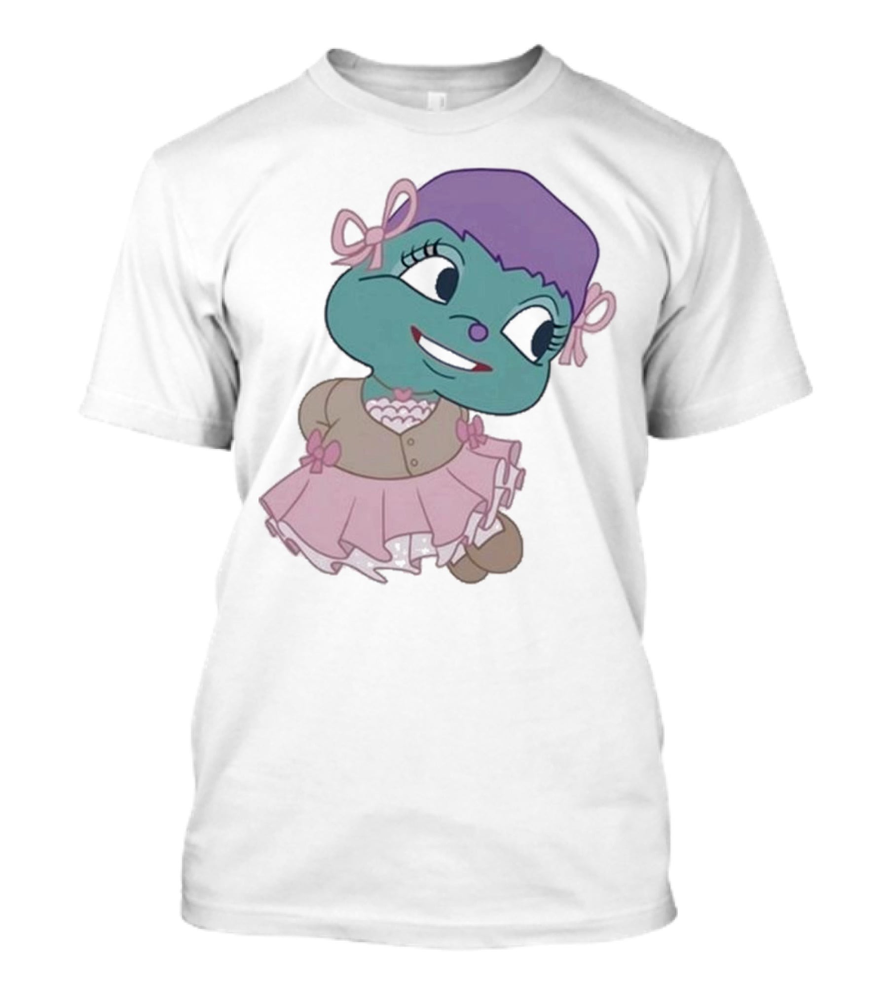 Samantha Yve Bb Coquette Cartoon Character With Purple Hair And Pink T-Shirt