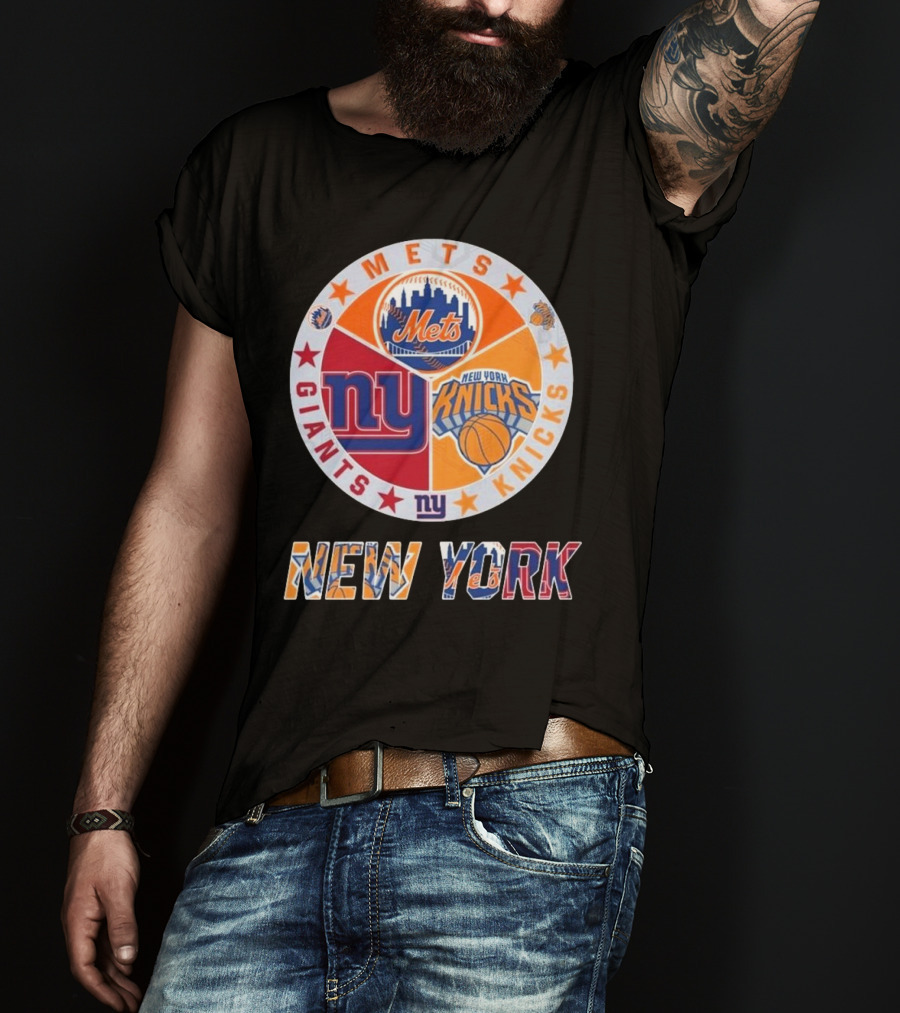 New York Mets Giants Knicks Circle Logo New York T-Shirt