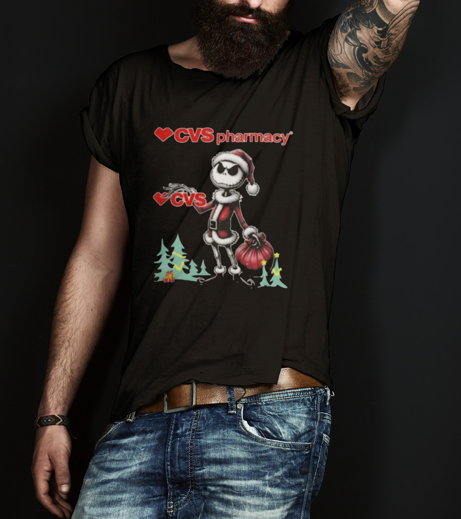 Santa Jack Skellington CVS Pharmacy Merry Christmas T-Shirt