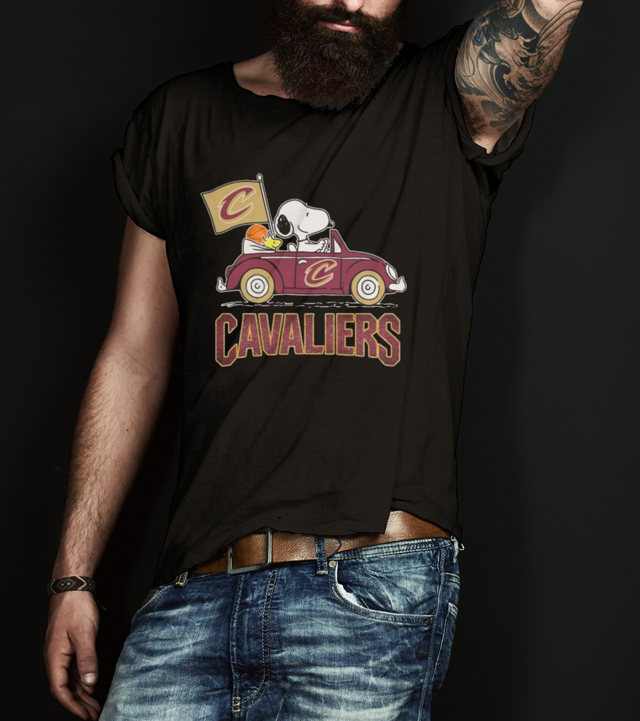 Snoopy Woodstock Driving Car Cavaliers Basketball T-Shirt
