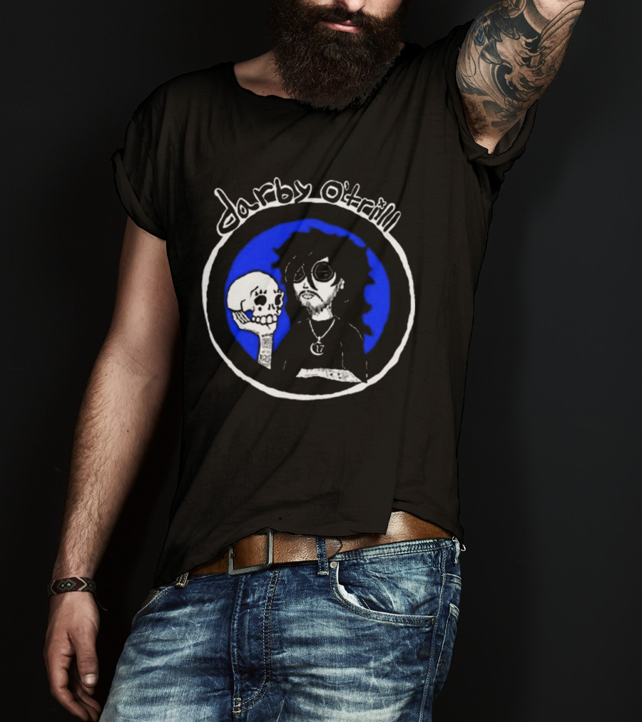 Darby O’trill Skull And Sunglasses Character With Blue Background T-Shirt