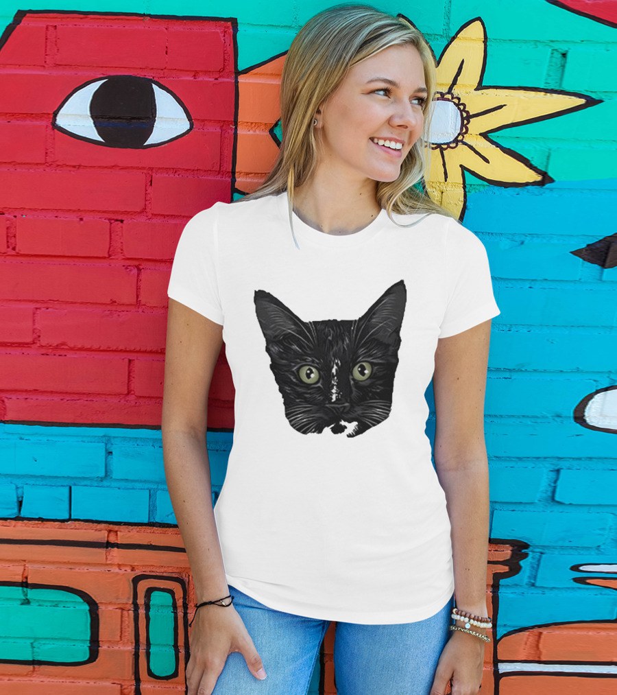 Michael Manigault Brave Green-Eyed Cat Face T-Shirt