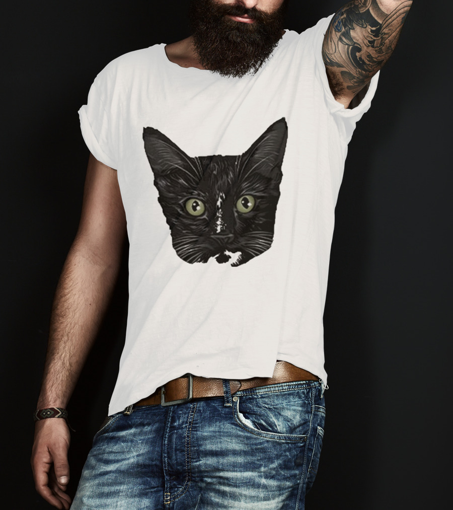 Michael Manigault Brave Green-Eyed Cat Face T-Shirt