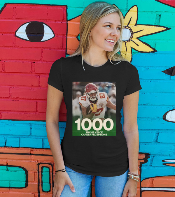 Travis Kelce 1000 Career Receptions New Heights T-Shirt