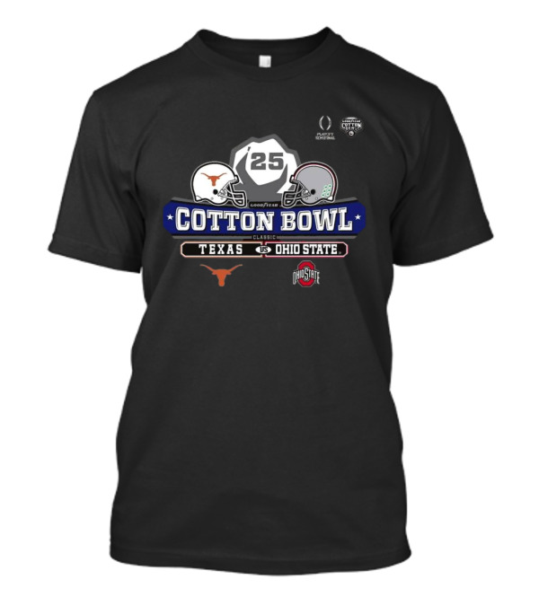Goodyear Cotton Bowl Classic 2025 Texas Vs Ohio State Helmet T-Shirt