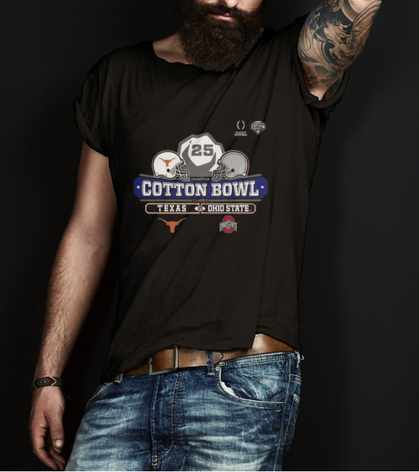 Goodyear Cotton Bowl Classic 2025 Texas Vs Ohio State Helmet T-Shirt