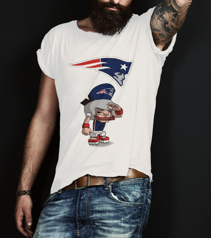 Rush Zone New England Patriots NFL Cartoon Character 2025 Saluting Player With Patriots T-Shirt