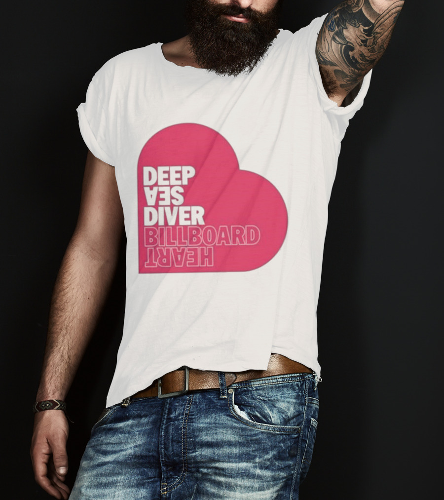 Deep Sea Diver Pink Billboard Heart T-Shirt