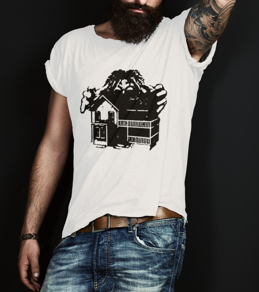 Round Neck Teenage Disaster 2025 Monster Over House T-Shirt