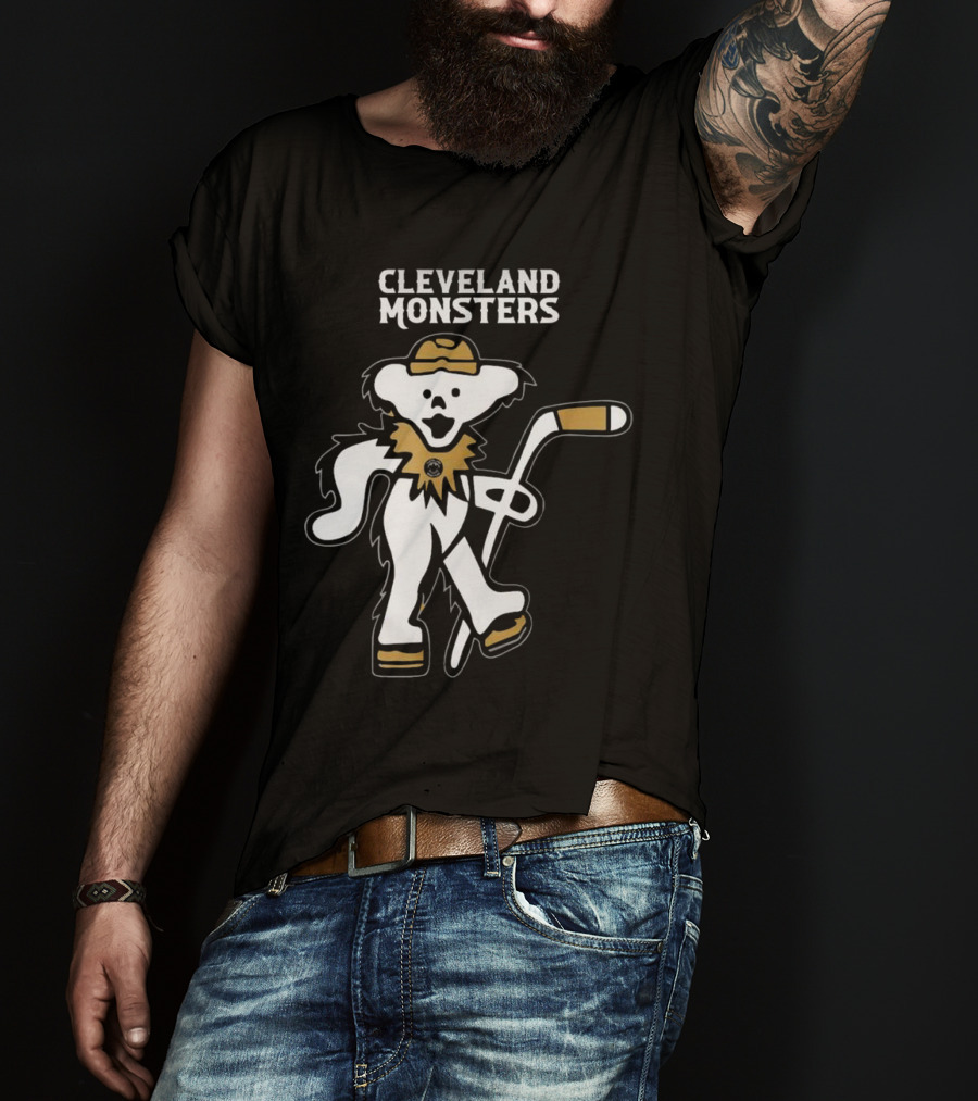 Cleveland Monsters 2025 Grateful Dead Bear Hockey Night T-Shirt