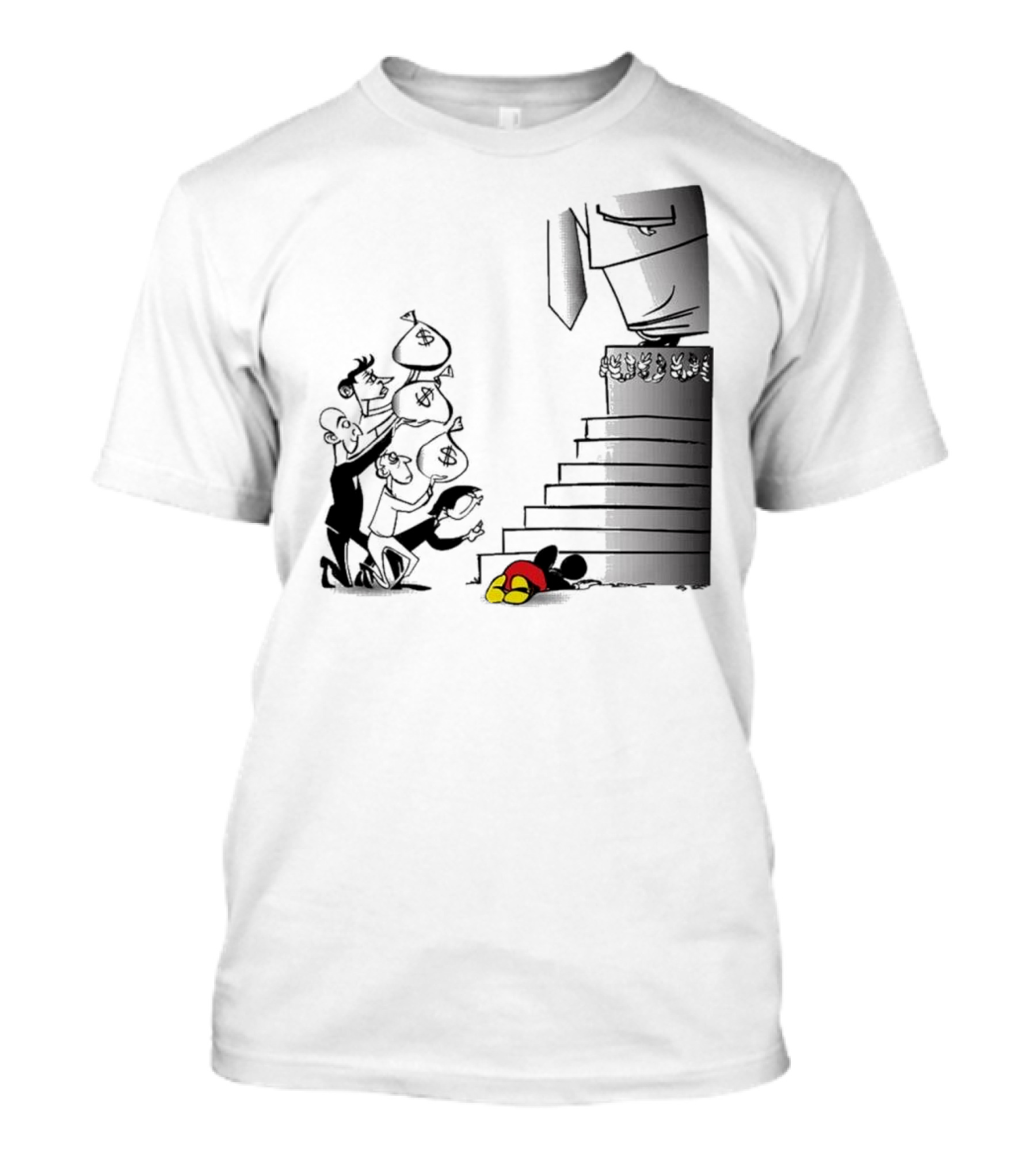 Newspaper Cartoon Economic Commentary Symbolic Imagery Money Hierarchy T-Shirt