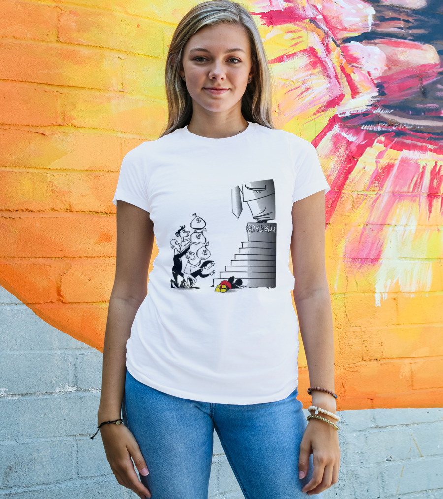 Newspaper Cartoon Economic Commentary Symbolic Imagery Money Hierarchy T-Shirt