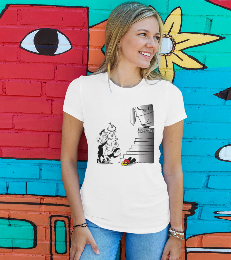 Newspaper Cartoon Economic Commentary Symbolic Imagery Money Hierarchy T-Shirt