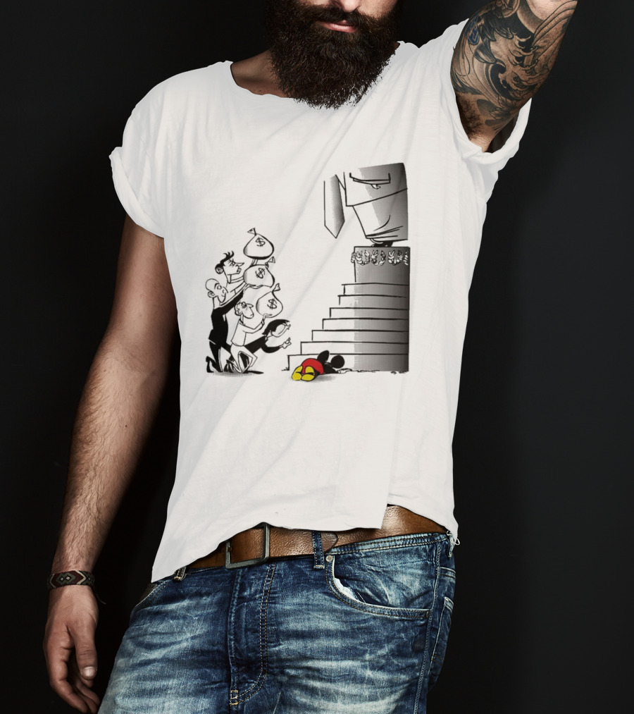 Newspaper Cartoon Economic Commentary Symbolic Imagery Money Hierarchy T-Shirt