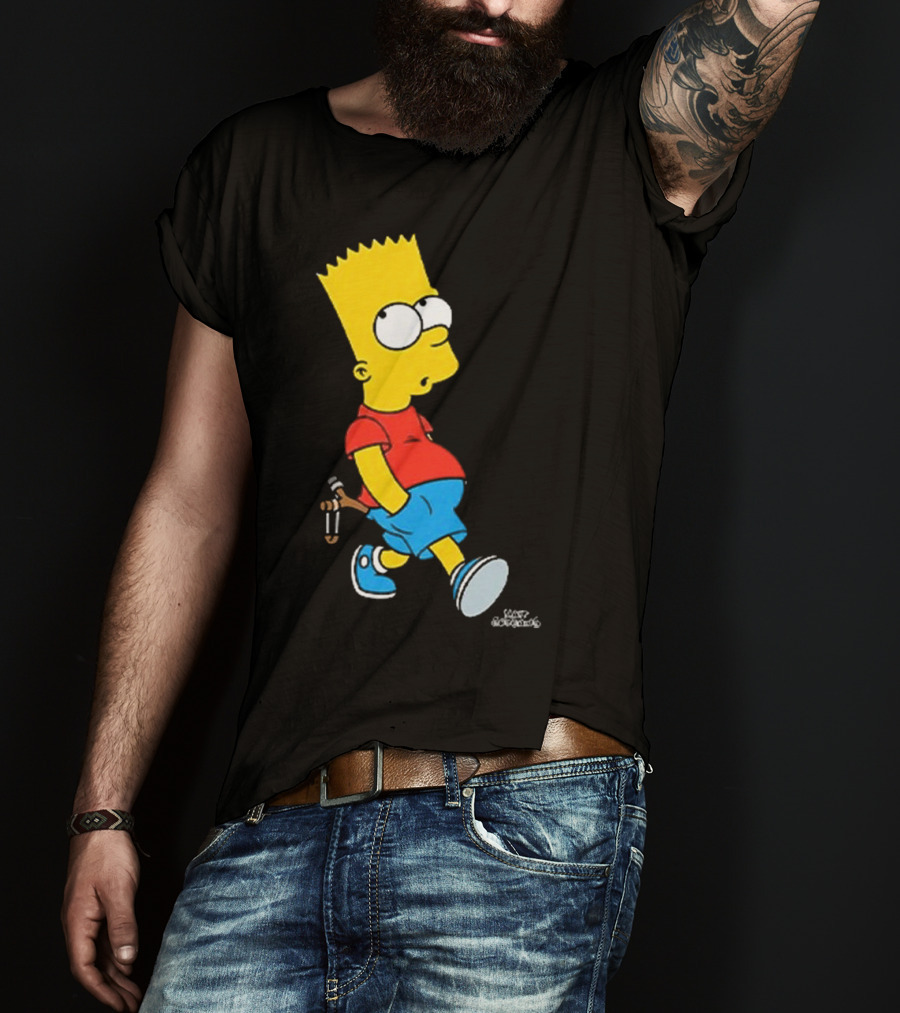 0th Century The Simpsons Bart Simpson With Slingshot Drawing T-Shirt