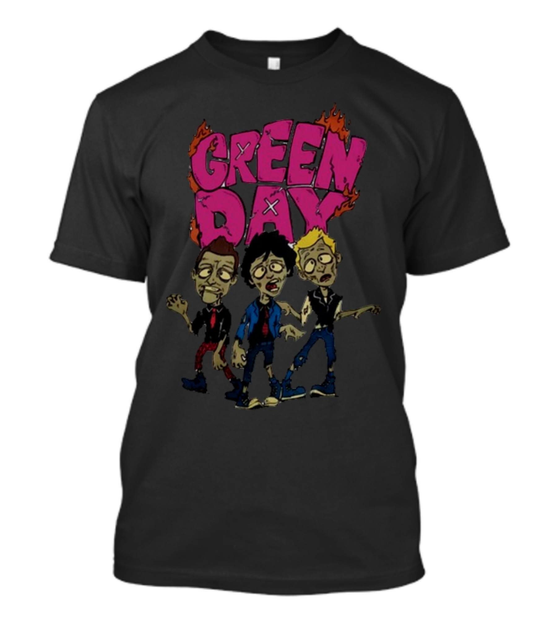 Green Day Cartoon Band Members The Saviors Tour T-Shirt