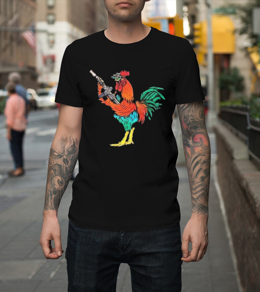 Black Rifle Coffee Tacticock Colorful Armed Rooster T-Shirt