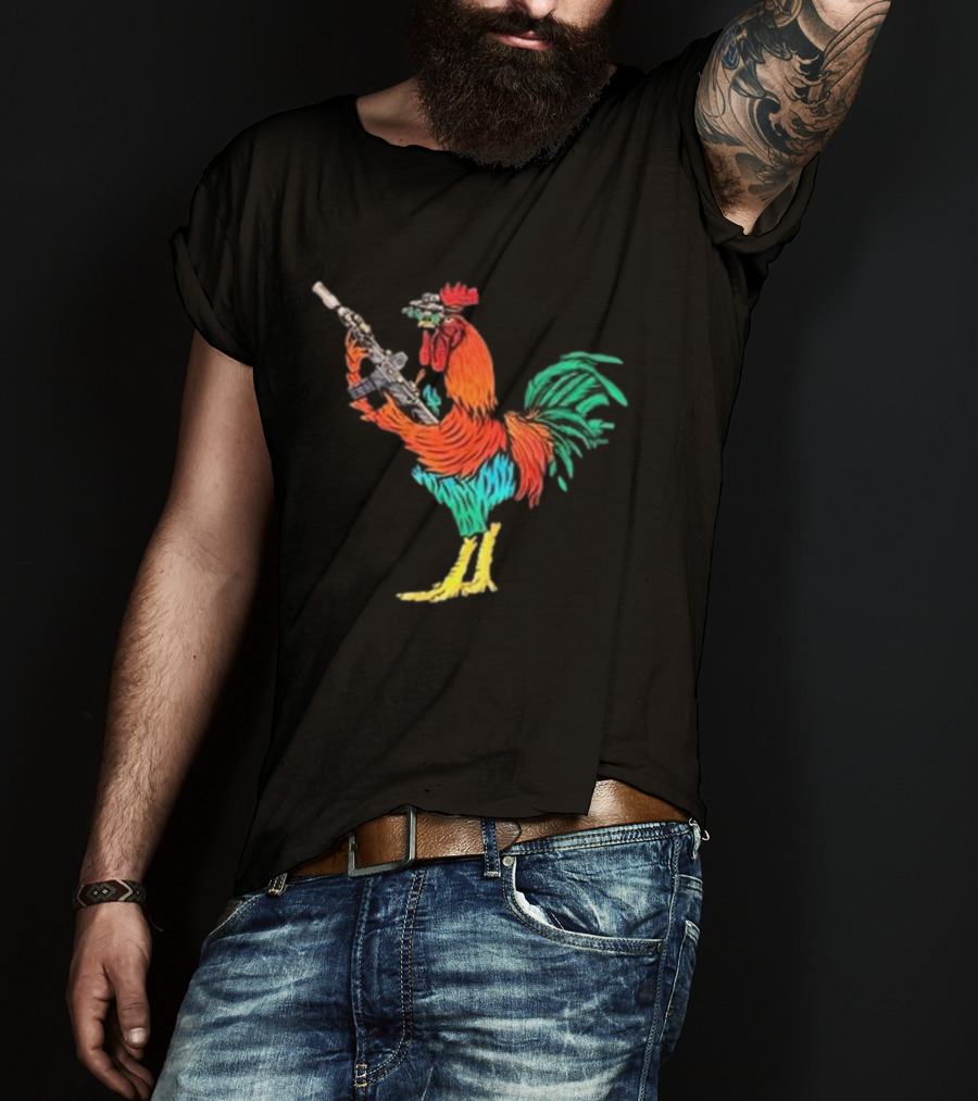 Black Rifle Coffee Tacticock Colorful Armed Rooster T-Shirt